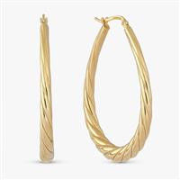 Revere 9ct Gold Plated Twisted Oval Hoop Earrings