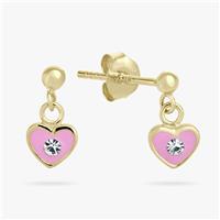 Revere Kids Gold Plated Sterling Silver Pink Heart Earrings