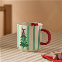 Argos Home Tree Striped Stoneware Mug - Green