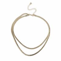 Freedom Gold-tone Double Row Snake Chain Necklace