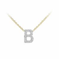 Revere 9ct Yellow Gold 0.07ct Diamond Pendant Necklace With Mini Initial B