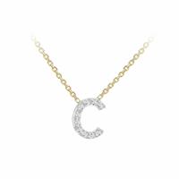 Revere 9ct Yellow Gold 0.05ct Diamond Pendant Necklace With Mini Initial C