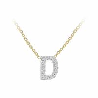 Revere 9ct Yellow Gold 0.06ct Diamond Pendant Necklace With Mini Initial D