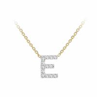 Revere 9ct Yellow Gold 0.06ct Diamond Pendant Necklace With Mini Initial E