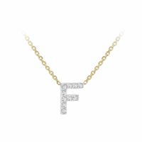 Revere 9ct Yellow Gold 0.05ct Diamond Pendant Necklace With Mini Initial F