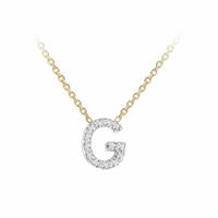 Revere 9ct Yellow Gold 0.06ct Diamond Pendant Necklace With Mini Initial G