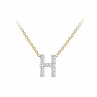 Revere 9ct Yellow Gold 0.06ct Diamond Pendant Necklace With Mini Initial H