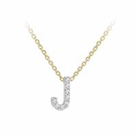 Revere 9ct Yellow Gold 0.04ct Diamond Pendant Necklace With Mini Initial J