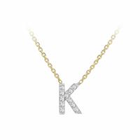 Revere 9ct Yellow Gold 0.05ct Diamond Pendant Necklace With Mini Initial K