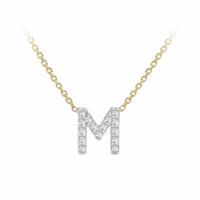Revere 9ct Yellow Gold 0.08ct Diamond Necklace with Mini Initial M