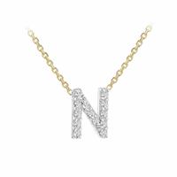 Revere 9ct Yellow Gold 0.06ct Diamond Necklace with Mini Initial N