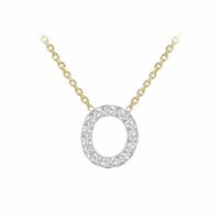 Revere 9ct Yellow Gold 0.06ct Diamond Necklace with Mini Initial O