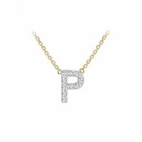 Revere 9ct Yellow Gold 0.05ct Diamond Necklace with Mini Initial P