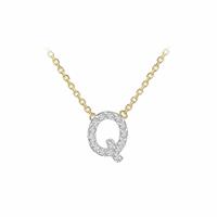 Revere 9ct Yellow Gold 0.08ct Diamond Necklace with Mini Initial Q