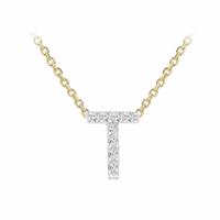 Revere 9ct Yellow Gold 0.04ct Diamond Necklace With Mini Initial T
