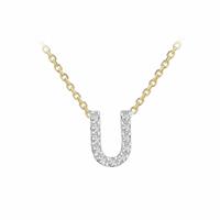 Revere 9ct Yellow Gold 0.06ct Diamond Necklace with Mini Initial U