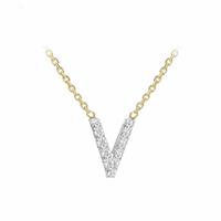 Revere 9ct Yellow Gold 0.05ct Diamond Necklace with Mini Initial V