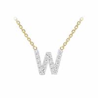 Revere 9ct Yellow Gold 0.08ct Diamond Necklace with Mini Initial W