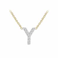 Revere 9ct Yellow Gold 0.04ct Diamond Necklace With Mini Initial Y