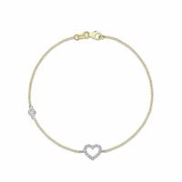 Revere 9ct Multicoloured Gold Cubic Zirconia Heart Bracelet