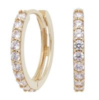 Revere 9ct Gold Cubic Zirconia Claw Set Hoop Earrings