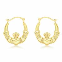 Revere 9ct Yellow Gold Claddagh Creole Earrings
