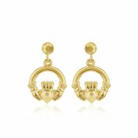 Revere 9ct Yellow Gold Claddagh Drop Earrings