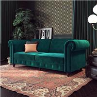 Dorel Felix Chesterfield Velvet Chaise Sofa Bed - Teal