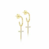Revere 9ct Yellow Gold Cross Drop Earrings