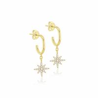 Revere 9ct Yellow Gold North Star Drop Stud Earrings