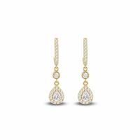 Revere 9ct Yellow Gold Teardrop Halo Drop Earrings