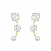 Revere 9ct Yellow Gold Graduated Cubic Zirconia Curve Stud Earrings