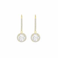 Revere 9ct Yellow Gold Round Cubic Zirconia Drop Earrings