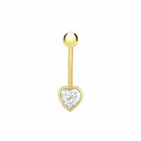 Revere 9ct Gold Plated Heart White Belly Bar