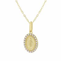 Revere 9ct Yellow Gold Holy Mary Pendant Necklace Chain