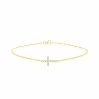 Revere 9ct Yellow Gold Cubic Zirconia Cross Bracelet