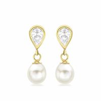 Revere 9ct Yellow Gold Pearl and Teardrop Earrings