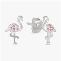 Revere Kids Sterling Silver Pink Stone Flamingo Earrings
