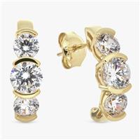 Revere Gold Plated Sterling Silver Trilogy Stud Earrings