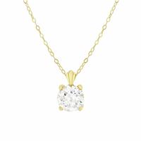 Revere 9ct Yellow Gold Cubic Zirconia Round Pendant Necklace Chain