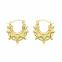 Revere 9ct Yellow Gold Star Creole Earrings