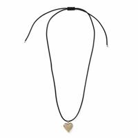 Freedom Gold Tone Heart Black Cord Pendant Necklace