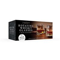 Menkind Connoisseur Creations Rotating Whisky Glasses with Coasters Set