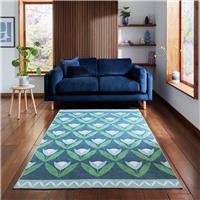 Scion Tulip Trellis Midnight Blue Flatweave Rug - 152x230cm