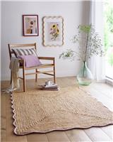 Origin Jute Scalloped Edge Lilac Short Pile Rug - 120x170cm