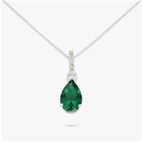 Revere Sterling Silver Emerald Green Pear Pendant Necklace