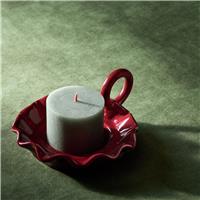 Habitat Wavy Red Candle Plate With Handle