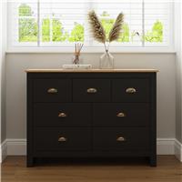 GFW Lancaster 7 Drawer Chest - Black