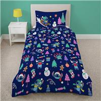 Disney Kids Stitch Christmas Delights Blue Bedding Set - Single