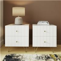 GFW Thalia 2 Drawer Set of 2 Bedside Table - White